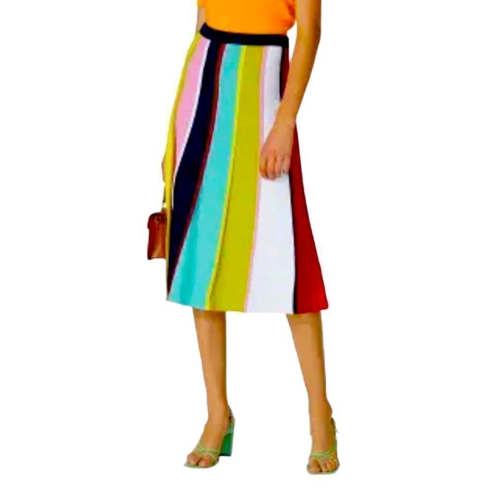 J. Crew Colorful Stripe Knit Midi Skirt Size XS